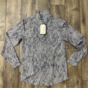 Reel Life Gear Fishing Hook Outdoor Long Sleeve Shirt Size S Silver Gray